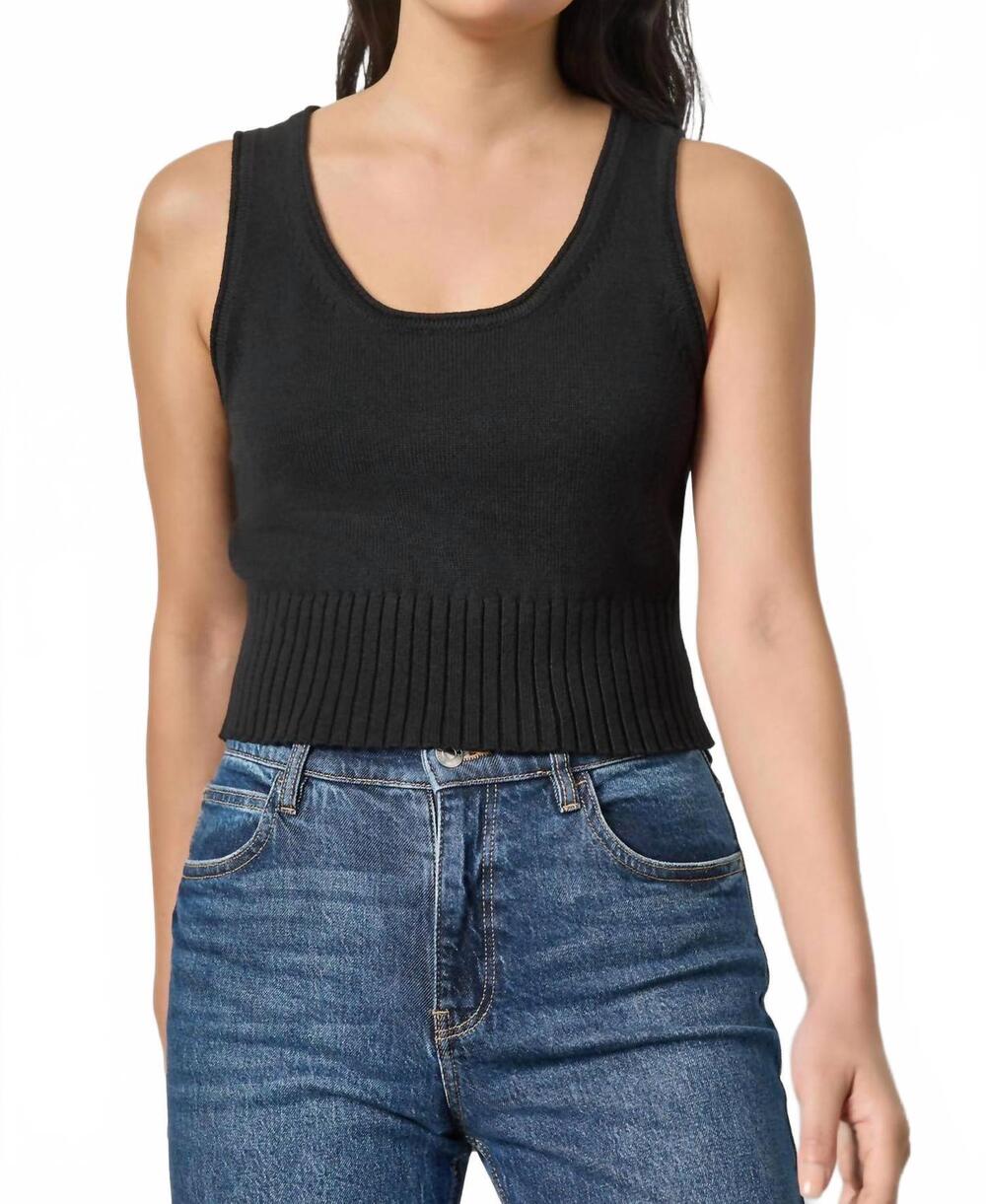 NEW LILLA P cropped scoop tank sweater in black